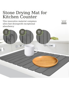 Alfombrilla de Secado de Piedra Hopegiver 60x39 cm Gris Oscuro 2