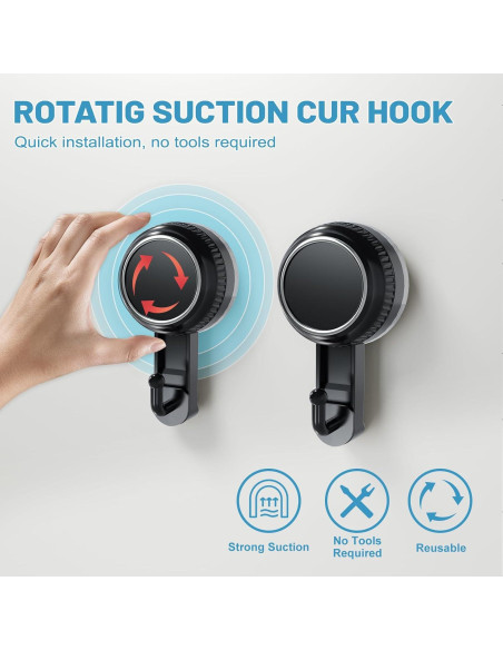 Gancho de Ventosa Lvingmax Negro 5 kg para Baño y Cocina