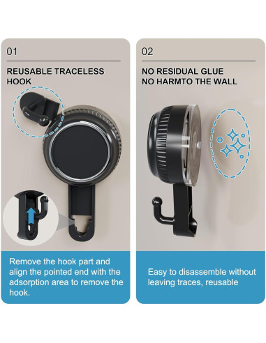 Gancho de Ventosa Lvingmax Negro 5 kg para Baño y Cocina