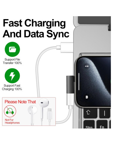 Adaptador Lightning a USB C 90 Grados xiwxi - Carga Rápida 27W