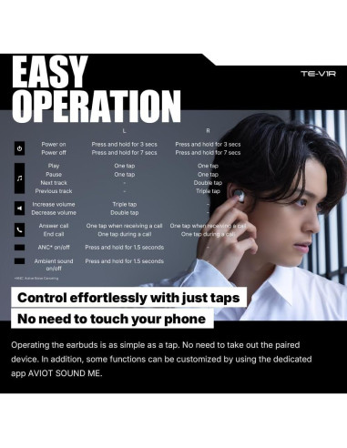 Auriculares Inalámbricos AVIOT TE-V1R con Cancelación de Ruido