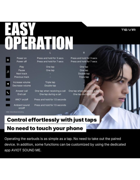 Auriculares Inalámbricos AVIOT TE-V1R con Cancelación de Ruido