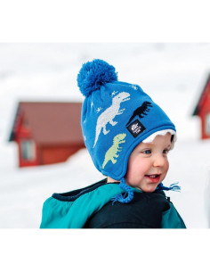 Gorro de Invierno Turtle Fur Niños con Orejeras Dinosaurio 2