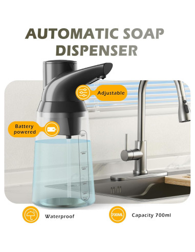 Dispensador Automático de Jabón Greatmay GM-S2309B Negro 500ml