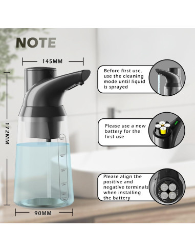 Dispensador Automático de Jabón Greatmay GM-S2309B Negro 500ml