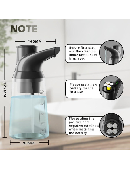 Dispensador Automático de Jabón Greatmay GM-S2309B Negro 500ml