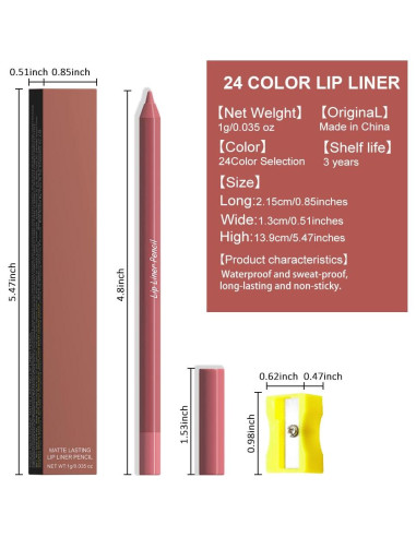 Lápiz de Labios Mate Rojo evpct 1Pcs Impermeable 9g