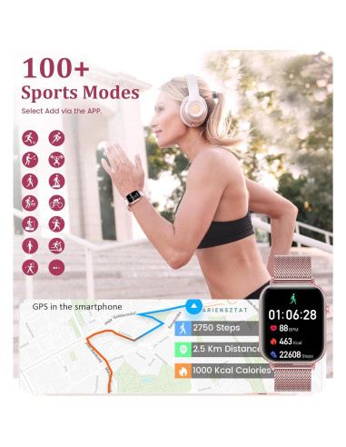 Reloj Inteligente Betatree 1.83" para Mujeres Bluetooth Fitness