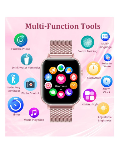 Reloj Inteligente Betatree 1.83" para Mujeres Bluetooth Fitness