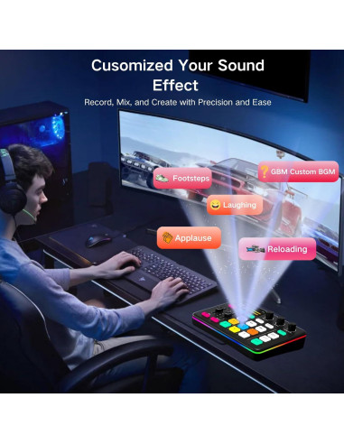 Mezclador de Audio HOSONGIN H-G1-Black con Efectos y Bluetooth