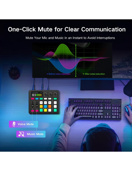 Mezclador de Audio HOSONGIN H-G1-Black con Efectos y Bluetooth