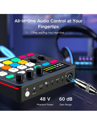 Mezclador de Audio HOSONGIN H-G1-Black con Efectos y Bluetooth