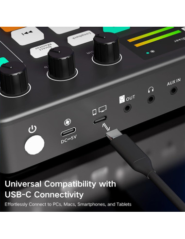 Mezclador de Audio HOSONGIN H-G1-Black con Efectos y Bluetooth