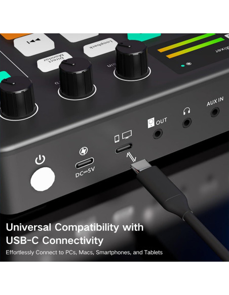 Mezclador de Audio HOSONGIN H-G1-Black con Efectos y Bluetooth