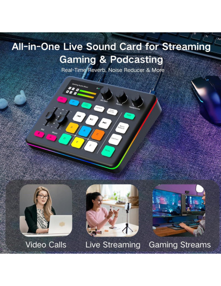 Mezclador de Audio HOSONGIN H-G1-Black con Efectos y Bluetooth