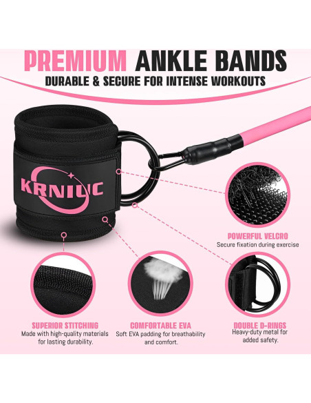 Bandas de Resistencia para Tobillos KRNIUC - 3 Niveles de Tensión
