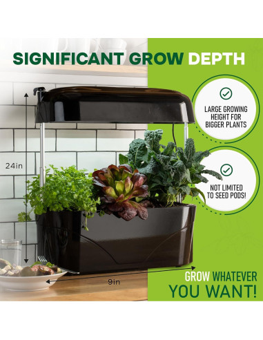 Huerto de Cocina Vegepod Negro - Kit Autorriego LED 60cm