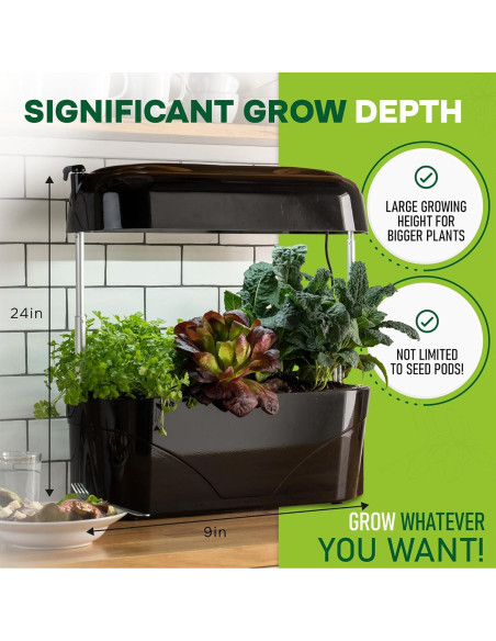 Huerto de Cocina Vegepod Negro - Kit Autorriego LED 60cm