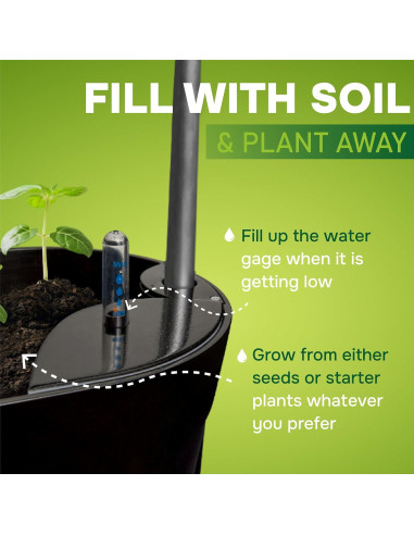 Huerto de Cocina Vegepod Negro - Kit Autorriego LED 60cm