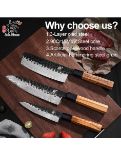 Juego de cuchillos de cocina Tinta de Ciruelas 3 piezas acero inoxidable 2
