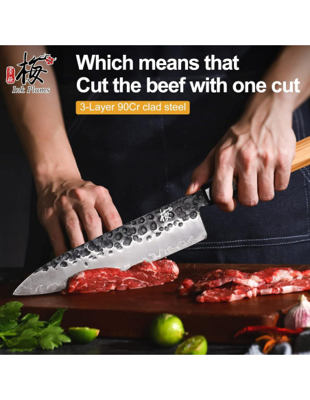 Juego de cuchillos de cocina Tinta de Ciruelas 3 piezas acero inoxidable