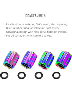 4 Tapones de Válvula de Neumático AVERZELLA Hexagonales Coloridos 2