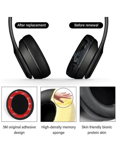 Almohadillas de Reemplazo para Auriculares Beats Solo 2/3 - Negro