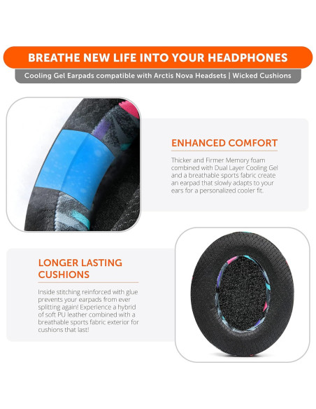 Almohadillas de Gel Enfriamiento WC FreeZe para Arctis Nova - Negro