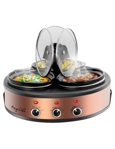 Olla de Cocción Lenta MegaChef Redonda 1.89L con 3 Ollas