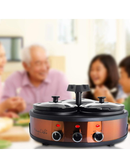 Olla de Cocción Lenta MegaChef Redonda 1.89L con 3 Ollas