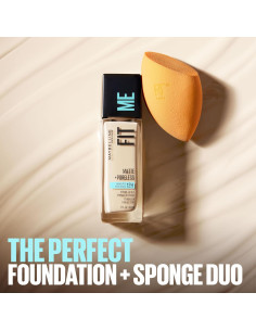 Base Líquida Maybelline Fit Me Mate + Sin Poros Marfil Claro y 2 Esponjas Real Techniques 2