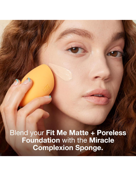 Base Líquida Maybelline Fit Me Mate + Sin Poros Marfil Claro y 2 Esponjas Real Techniques