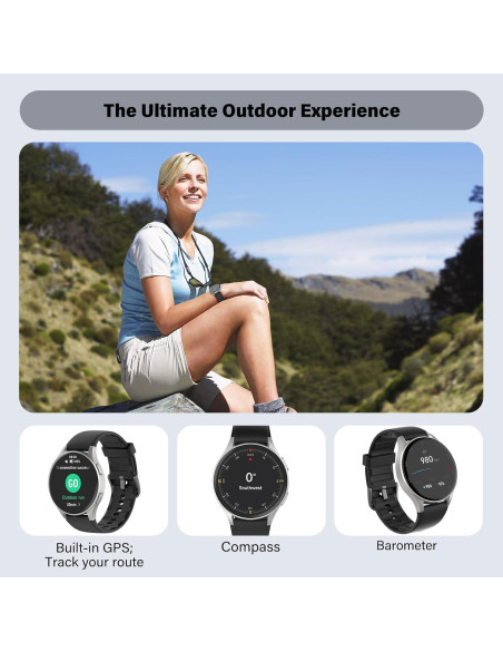 Reloj Inteligente QIPOPC GTX05 Negro 1.32" AMOLED GPS Alexa