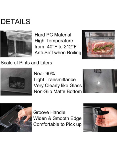 Contenedor Sous Vide SEAYIN 11 Litros Policarbonato Transparente