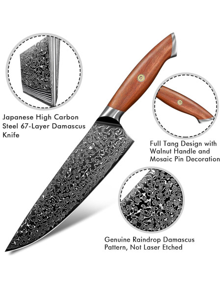 Juego de cuchillos de Damasco Freelander 3 en 1 21.6 cm