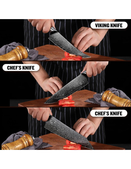 Juego de cuchillos de Damasco Freelander 3 en 1 21.6 cm