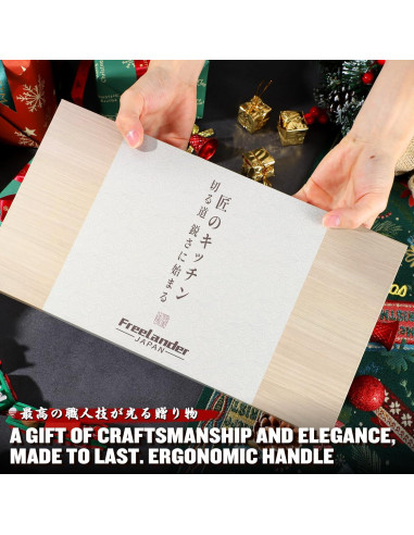 Juego de cuchillos de Damasco Freelander 3 en 1 21.6 cm