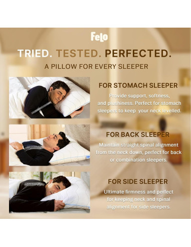 Almohadas de Plumas de Pato y Ganso Felo - Juego de 2 Estándar 50.8x66cm