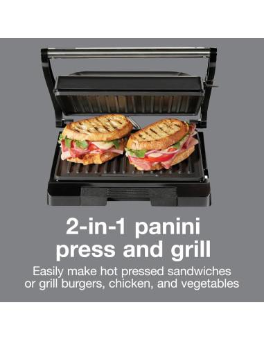 Prensa Panini y Grill Proctor Silex 1000W Compacto Negro