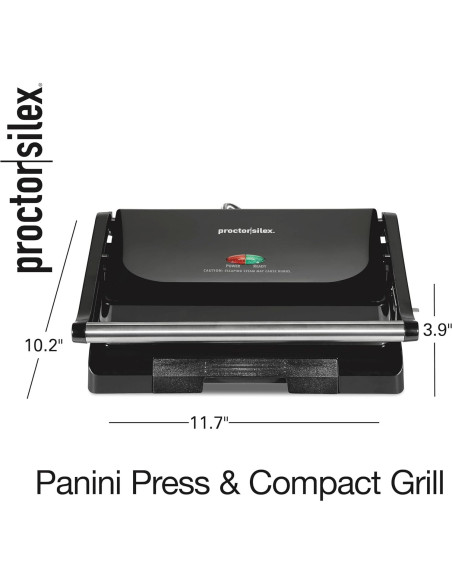 Prensa Panini y Grill Proctor Silex 1000W Compacto Negro