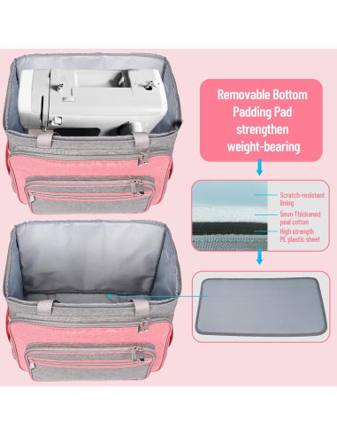 Funda para Máquina de Coser FINESUN Rosa con Bolsillos y Correa