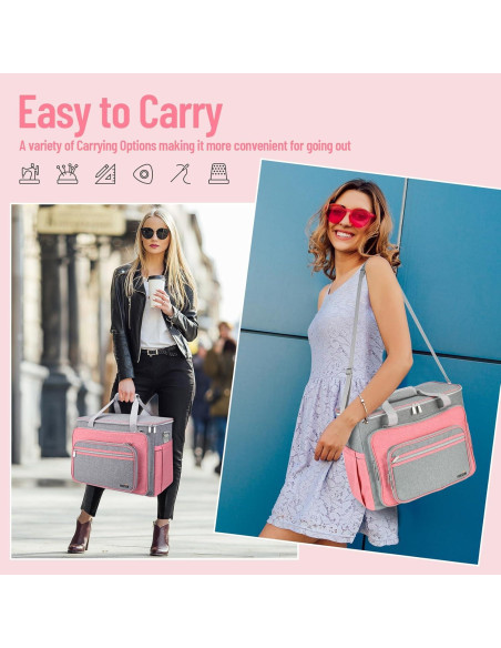 Funda para Máquina de Coser FINESUN Rosa con Bolsillos y Correa