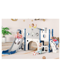 Tobogán 8 en 1 Babytronic para Niños 1-3 Años Azul y Gris