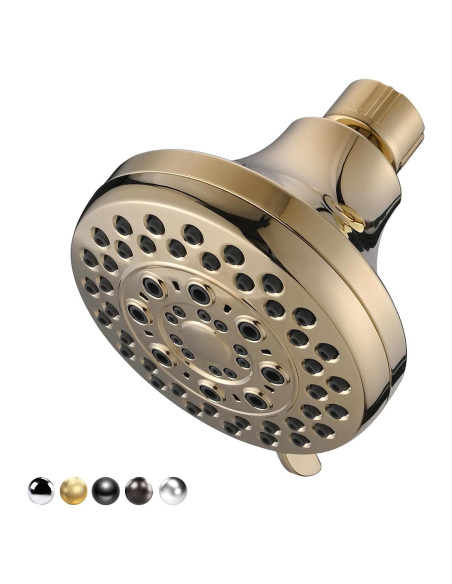 Cabezal de Ducha de Lluvia DLymtrx 4" Oro 5 Funciones Ahorra Agua
