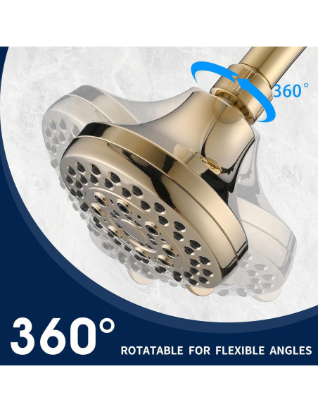 Cabezal de Ducha de Lluvia DLymtrx 4" Oro 5 Funciones Ahorra Agua