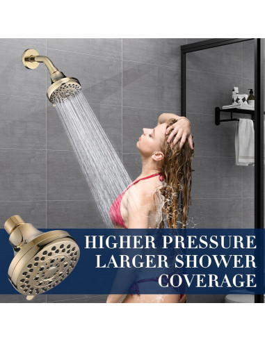 Cabezal de Ducha de Lluvia DLymtrx 4" Oro 5 Funciones Ahorra Agua