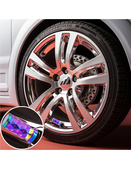 4 Tapones de Válvula de Neumático MEAJOO Coloridos 20mm