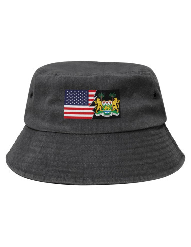 Gorra de Cubo Unisex KCNSEZA de Algodón con Escudo de Sierra Leona