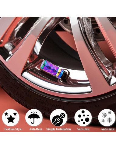 4 Tapones de Válvula de Neumático MEAJOO Coloridos 20mm