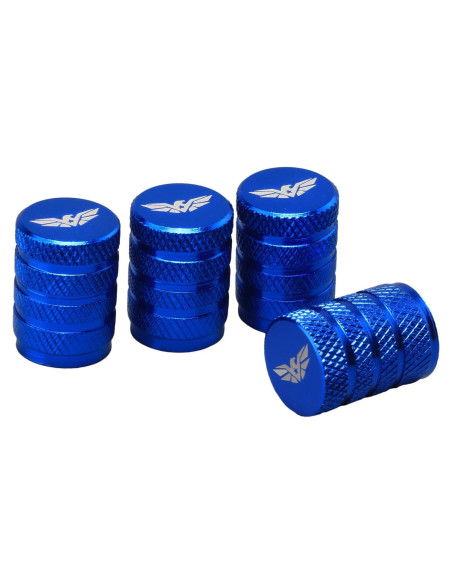Tapas de Válvula de Neumático vcoyeix, Aluminio Anodizado, 4 pcs, Azul